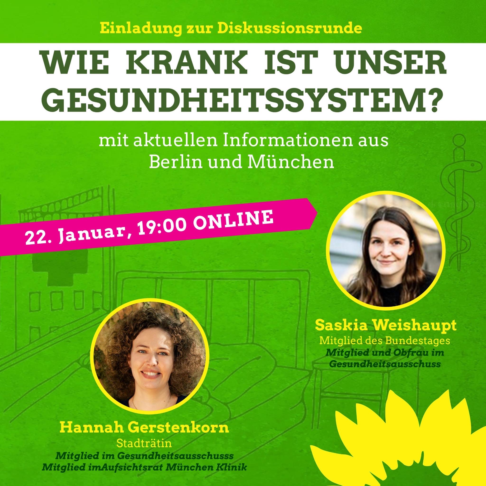 Infoveranstaltung über das Gesundheitssystem in München mit Saskia Weishaupt und Hannah Gerstenkorn