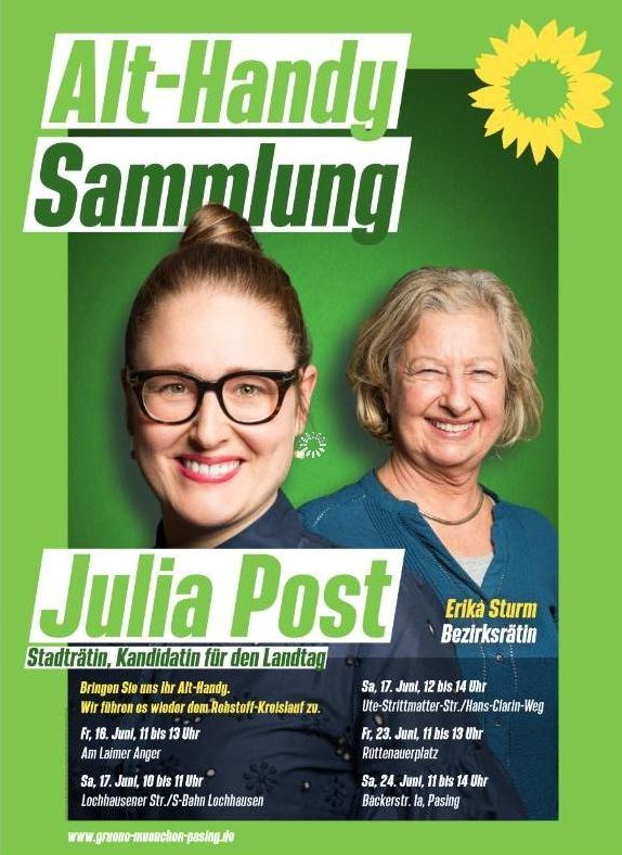 plakatansicht zur Alt-Handy-Sammlung mit dem Gesichtern von Julia Post und Erika Sturm