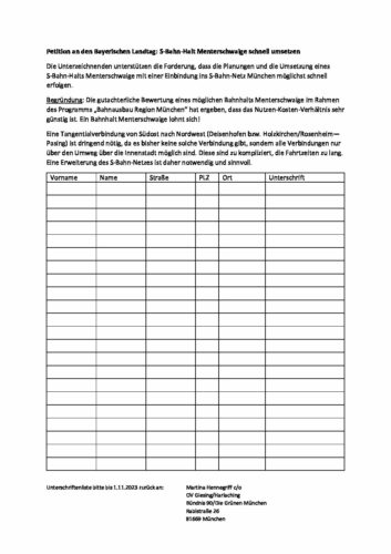 Petition Bahnhalt Menterschwaige