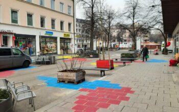 Straßenbemalung der Weißenburger Straße durch Die Städtischen