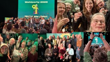 Wahlparty am 22.3.26 in der Muffathalle mit OV-Mitgliedern. (Fotos: OV STOFF)