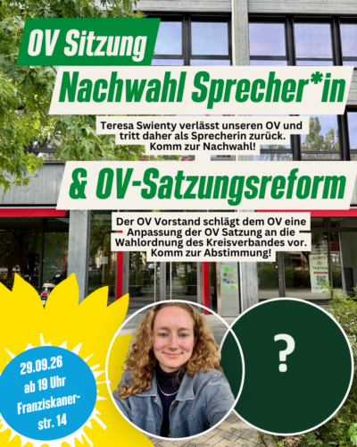 OV Sitzung im September: Nachwahl des Sprecher*innenpostens und Satzungsreform des OV Au-Haidhausen