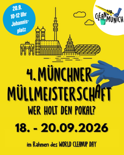 Clean-Up am Johannisplatz im Rahmen der 4. Münchner Müllmeisterschaft