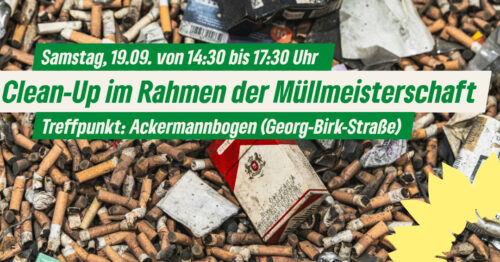 Clean-Up am Ackermannbogen im Rahmen der Münchner Müllmeisterschaft